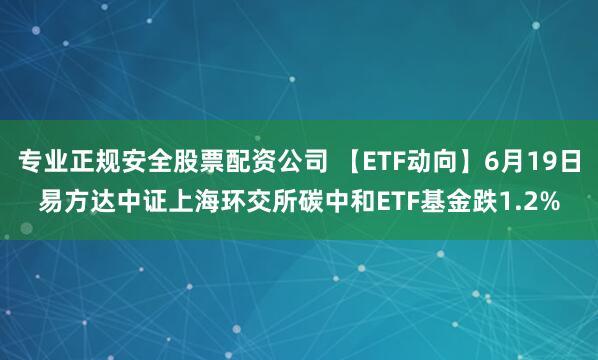 专业正规安全股票配资公司 【ETF动向】6月19日易方达中证上海环交所碳中和ETF基金跌1.2%